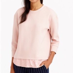 J. Crew blush pink sequined bottom sweatshirt
